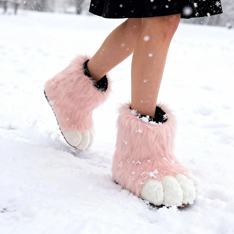 Women'S Winter Accessories Set - 1 пара меховых костюмов, комплект обуви